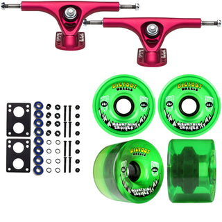 Paris Longboard Trucks, Wheels, Hardware, and Abec 7 Bearings Kit - V2 180 Fuschia + Bigfoot 76mm 80A Green