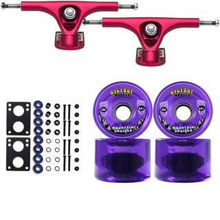 Paris Longboard Trucks, Wheels, Hardware, and Abec 7 Bearings Kit - V2 180 Fuschia + Bigfoot 76mm 80A Purple