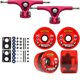 Paris Longboard Trucks, Wheels, Hardware, and Abec 7 Bearings Kit - V2 180 Fuschia + Bigfoot 76mm 80A Red