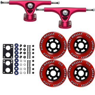Paris Longboard Trucks, Wheels, Hardware, and Abec 7 Bearings Kit - V2 180 Fuschia + Bigfoot 83mm 78A Red
