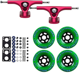 Paris Longboard Trucks, Wheels, Hardware, and Abec 7 Bearings Kit - V2 180 Fuschia + Bigfoot 90mm 78A Green