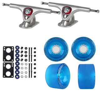 Paris Longboard Trucks, Wheels, Hardware, and Abec 7 Bearings Kit - V2 180 Raw + Bigfoot 70mm 80A Blue