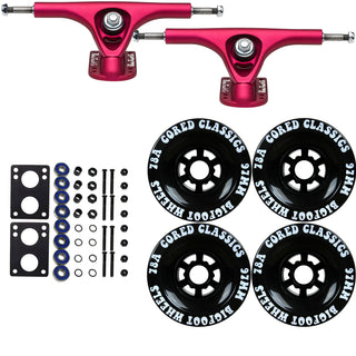 Paris Longboard Trucks, Wheels, Hardware, and Abec 7 Bearings Kit - V2 180 Fuschia + Bigfoot 97mm 78A Black