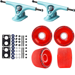 Paris Longboard Trucks, Wheels, Hardware, and Abec 7 Bearings Kit - V2 180 Blue + Bigfoot 70mm 80A Red