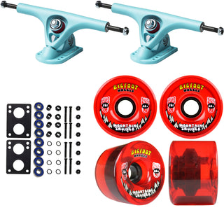 Paris Longboard Trucks, Wheels, Hardware, and Abec 7 Bearings Kit - V2 180 Blue + Bigfoot 76mm 80A Red