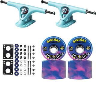 Paris Longboard Trucks, Wheels, Hardware, and Abec 7 Bearings Kit - V2 180 Blue + Bigfoot 76mm 84A Blue Swirl