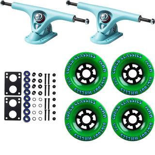 Paris Longboard Trucks, Wheels, Hardware, and Abec 7 Bearings Kit - V2 180 Blue + Bigfoot 90mm 78A Green