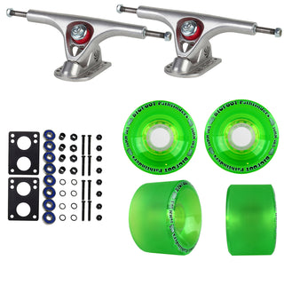Paris Longboard Trucks, Wheels, Hardware, and Abec 7 Bearings Kit - V2 180 Raw + Bigfoot 70mm 80A Green