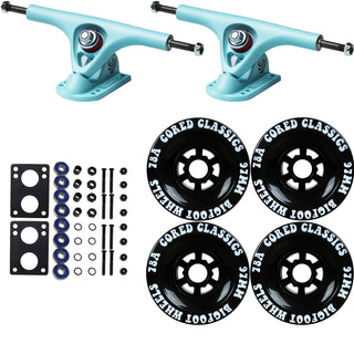 Paris Longboard Trucks, Wheels, Hardware, and Abec 7 Bearings Kit - V2 180 Blue + Bigfoot 97mm 78A Black