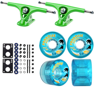 Paris Longboard Trucks, Wheels, Hardware, and Abec 7 Bearings Kit - V2 180 Green + Bigfoot 65mm 78A Blue