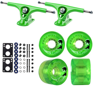 Paris Longboard Trucks, Wheels, Hardware, and Abec 7 Bearings Kit - V2 180 Green + Bigfoot 65mm 78A Green