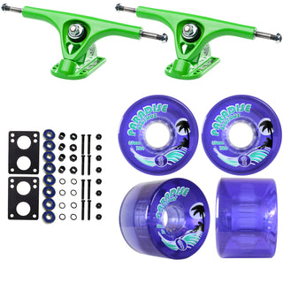 Paris Longboard Trucks, Wheels, Hardware, and Abec 7 Bearings Kit - V2 180 Green + Bigfoot 65mm 78A Purple