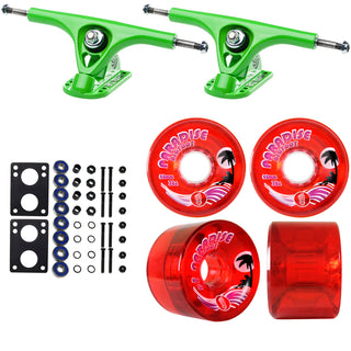 Paris Longboard Trucks, Wheels, Hardware, and Abec 7 Bearings Kit - V2 180 Green + Bigfoot 65mm 78A Red