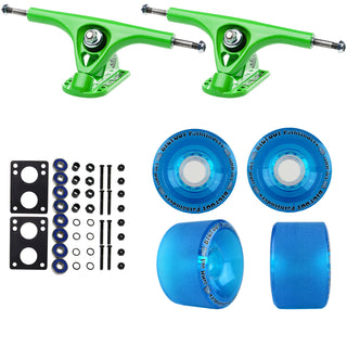 Paris Longboard Trucks, Wheels, Hardware, and Abec 7 Bearings Kit - V2 180 Green + Bigfoot 70mm 80A Blue