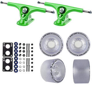 Paris Longboard Trucks, Wheels, Hardware, and Abec 7 Bearings Kit - V2 180 Green + Bigfoot 70mm 80A Clear