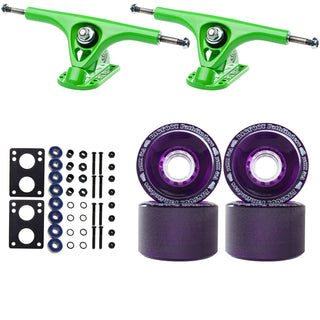 Paris Longboard Trucks, Wheels, Hardware, and Abec 7 Bearings Kit - V2 180 Green + Bigfoot 70mm 80A Purple
