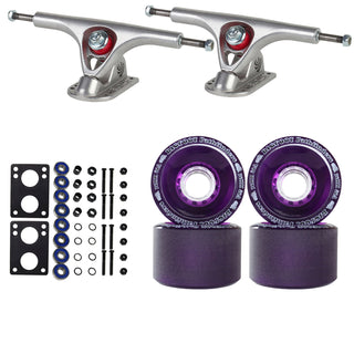 Paris Longboard Trucks, Wheels, Hardware, and Abec 7 Bearings Kit - V2 180 Raw + Bigfoot 70mm 80A Purple