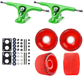 Paris Longboard Trucks, Wheels, Hardware, and Abec 7 Bearings Kit - V2 180 Green + Bigfoot 70mm 80A Red