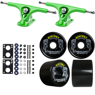 Paris Longboard Trucks, Wheels, Hardware, and Abec 7 Bearings Kit - V2 180 Green + Bigfoot 76mm 80A Black