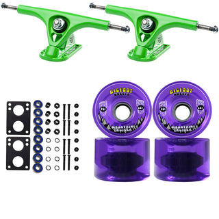Paris Longboard Trucks, Wheels, Hardware, and Abec 7 Bearings Kit - V2 180 Green + Bigfoot 76mm 80A Purple