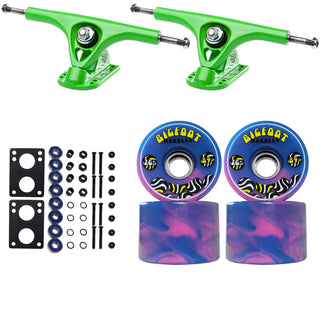 Paris Longboard Trucks, Wheels, Hardware, and Abec 7 Bearings Kit - V2 180 Green + Bigfoot 76mm 84A Blue Swirl