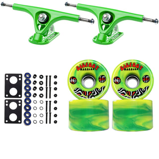 Paris Longboard Trucks, Wheels, Hardware, and Abec 7 Bearings Kit - V2 180 Green + Bigfoot 76mm 84A Green Swirl