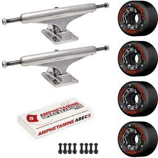 Independent Skateboard Package - 169 (9.12") Trucks, Powell Peralta G-Bones Black Wheels, Amp 5 Bearings