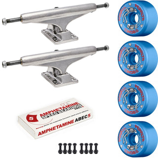 Independent Skateboard Package - 149 (8.5") Trucks, Powell Peralta G-Bones Blue Wheels, Amp 5 Bearings