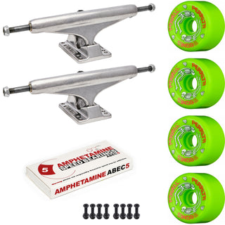 Independent Skateboard Package - 149 (8.5") Trucks, Powell Peralta G-Bones Green Wheels, Amp 5 Bearings