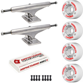 Independent Skateboard Package - 149 (8.5") Trucks, Powell Peralta G-Bones White Wheels, Amp 5 Bearings