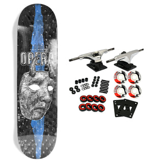 Opera Skateboard Complete Trey Wood Horns Black/Blue Bleed 9.0" x 32.1"
