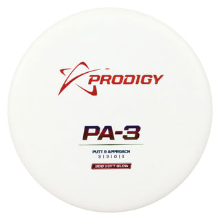 Prodigy Disc Golf 300 Soft Glow PA-3 Putter 3/3/0/1 White/Red Shimmer/Rainbow 174 grams