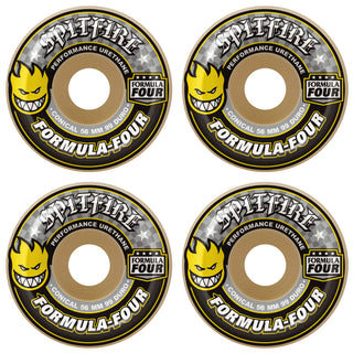 Spitfire Skateboard Wheels 56mm 99A F4 Conical with Bronson Pro G3 Bearings