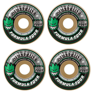 Spitfire Skateboard Wheels 52mm 101A F4 Conical with Bronson Pro G3 Bearings