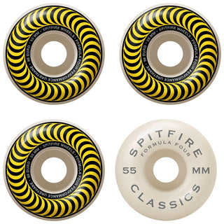 Spitfire Skateboard Wheels 55mm 99A Formula 4 Classics with Bronson Pro G3 Bearings