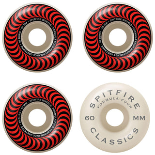 Spitfire Skateboard Wheels 60mm 99A Formula 4 Classics with Bronson Pro G3 Bearings