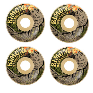 Spitfire Skateboard Wheels 54mm F4 Soft Sliders 93A Radial Full Simon Bannerot Natural