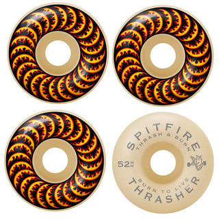 Spitfire Skateboard Wheels 52mm F4 99A Thrasher Flame Classic Natural