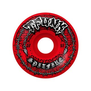 Spitfire Skateboard Wheels 57mm F4 97A T-Funk Raw Radial Full Red