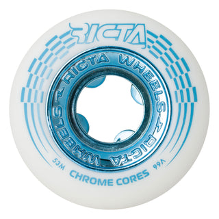 Ricta Skateboard Wheels 53mm Chrome Core 99A White/Teal