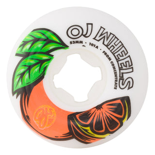 OJ Skateboard Wheels 53mm From Concentrate Hardline 101A White