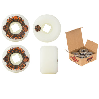 OJ Skateboard Wheels and Independent Bearings Combo 55mm Team Line Original Hardline 99A White Black/Orange