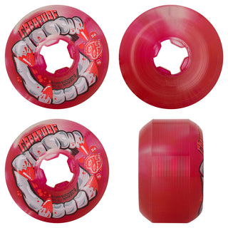 OJ Wheels Skateboard Wheels 56mm DNA Curbsucker Bloodsuckers 95A Red Clear Swirl