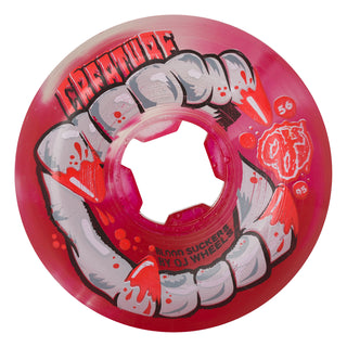 OJ Wheels Skateboard Wheels 56mm DNA Curbsucker Bloodsuckers 95A Red Clear Swirl