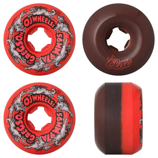 OJ Wheels Skateboard Wheels 56mm Gregson Masher II 50/50 Split Elite Red Black