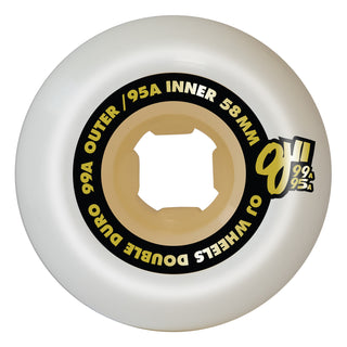 OJ Skateboard Wheels 58mm Double Duro Mini Combo 99A/95A White