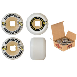 OJ Skateboard Wheels and Independent Bearings Combo 58mm Double Duro Mini Combo 99A/95A White