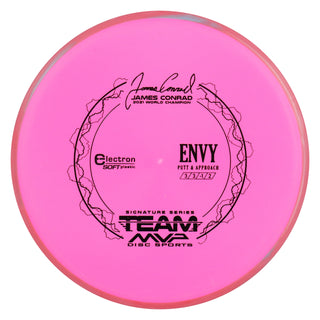 Axiom Disc Golf Electron Soft James Conrad Signature Envy Putter 3/3/-1/2 Pink/Red Blue 170 grams