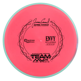 Axiom Disc Golf Electron Soft James Conrad Signature Envy Putter 3/3/-1/2 Red/Teal 174 grams