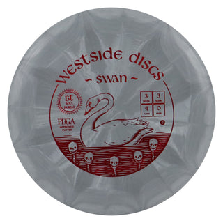 Westside Disc Golf BT Soft Burst Swan 2 Putter 3/3/-1/0 Grey/Red 175 grams